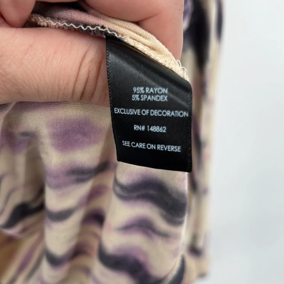 Torrid Super Soft Knit Top Womens 00 Tan Purple Tie Dye Long‎ Sleeve T-Shirt Med - Picture 4 of 8